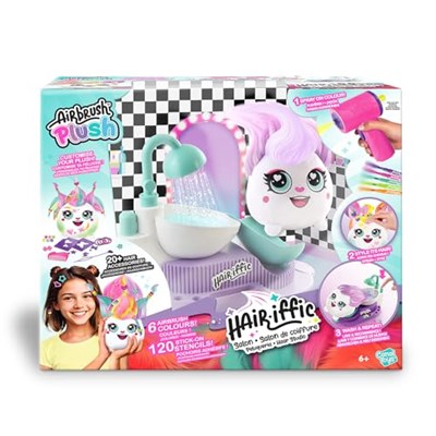 Canal Toys - Airbrush Plush Hairiffic Salon – Çocuklara uygun pelüş hayvan, pille çalışan airbrush, şablonlar ve yıkama istasyonu, yaratıcı ve tekrar kullanılabilir (6 yaşından itibaren)