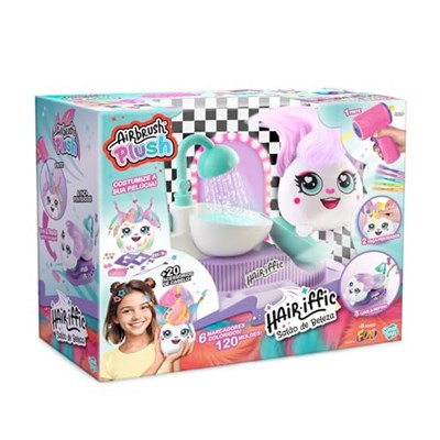 Canal Toys - Airbrush Plush Hairiffic Salon – Çocuklara uygun pelüş hayvan, pille çalışan airbrush, şablonlar ve yıkama istasyonu, yaratıcı ve tekrar kullanılabilir (6 yaşından itibaren)