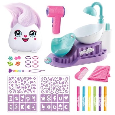 Canal Toys - Airbrush Plush Hairiffic Salon – Çocuklara uygun pelüş hayvan, pille çalışan airbrush, şablonlar ve yıkama istasyonu, yaratıcı ve tekrar kullanılabilir (6 yaşından itibaren)