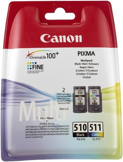 Canon PG-510/CL-511 MULTIPACK Orijinal 2li Mürekkep Kartuşu Seti 2970B010