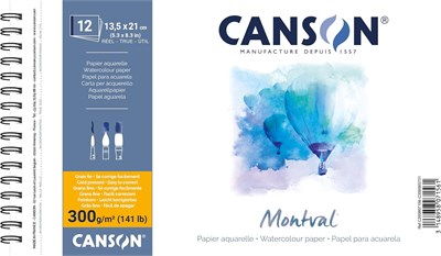 Canson Montval Eskiz ve Resim Defteri, Spiralli, 12 Sayfa, 5X21, 300G - Seçenekler: Spiral ciltli, Tek taraflı yapıştırma....