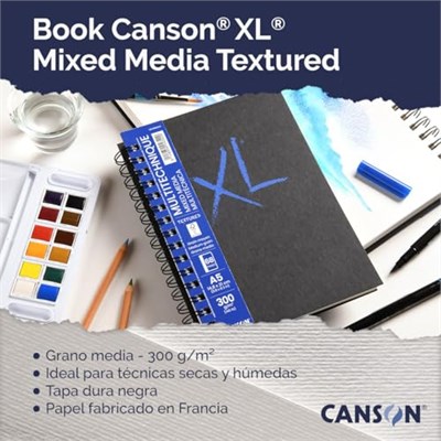 CANSON XL kağıt, dokulu, karışık medya, 300 g/m², A4, orta tanecikli, spiral blok, uzun sayfa, 34 beyaz yaprak, profesyonel sanatç - Seçenekler: A4, 300 g/m², 34 yaprak, A4, 160 g/m², 60 yaprak, A5...