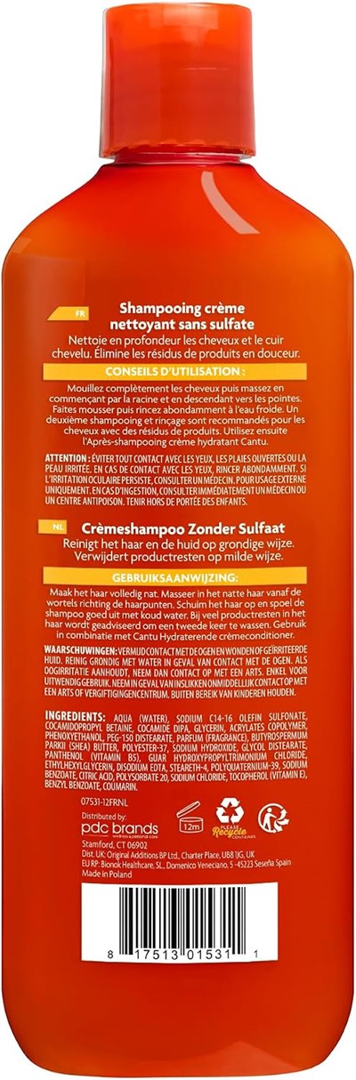 CANTU Doğal Saç Sülfatsız Temizleyici Krem Şampuan, 400 ml