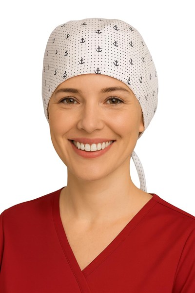 Çapalı Beyaz Doktor Hemşire Aşçı Cerrahi Bone Hastane Bone Bandana M201