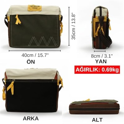 Cappadocia Vintage 4009 Ephesus Salaş Omuz Postacı 15.6 inç Laptop Okul Seyahat Günlük Vintage Pamuk Çanta