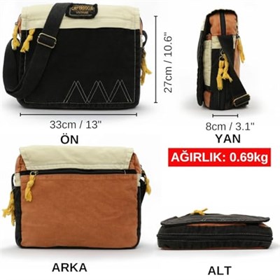 Cappadocia Vintage 4009 Ephesus Salaş Omuz Postacı 14 inch inç inch Laptop Okul Seyahat Günlük Vintage Pamuk Çanta