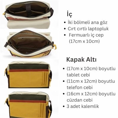 Cappadocia Vintage 4009 Ephesus Salaş Omuz Postacı 15.6 inç Laptop Okul Seyahat Günlük Vintage Pamuk Çanta