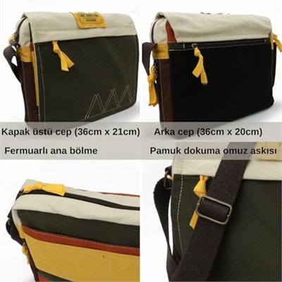 Cappadocia Vintage 4009 Ephesus Salaş Omuz Postacı 15.6 inç Laptop Okul Seyahat Günlük Vintage Pamuk Çanta