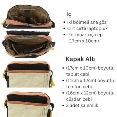 Cappadocia Vintage 4009 Ephesus Salaş Omuz Postacı 14 inch inç inch Laptop Okul Seyahat Günlük Vintage Pamuk Çanta