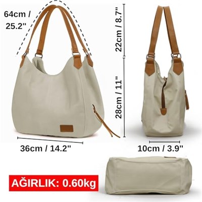 Cappadocia Vintage Kadın PU Deri Günlük Omuz Çantası Üç Bölmeli Hobo - Tote El Çantası