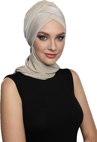Çapraz Pike Atkılı Astarlı Hazır Türban Tesettür Bone