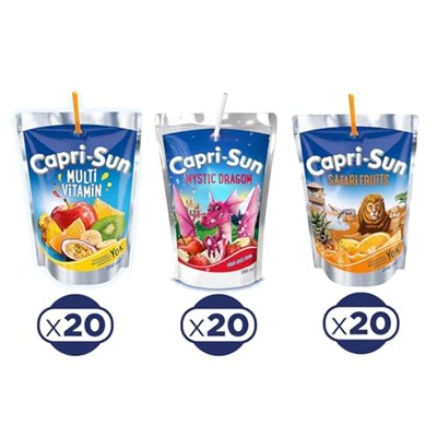 Capri-Sun Karma Set Meyve Suyu, 200 ml, 60 Adet, Multi-Vitamin, Mystic Dragon, Safari Fruits