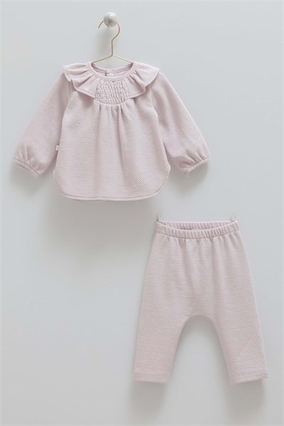 caramell Love Feel Yaka Detaylı Alt Üst Takım - Seçenekler: 3-6 Ay, 6-9 Ay, 9-12 Ay, 12-18 Ay