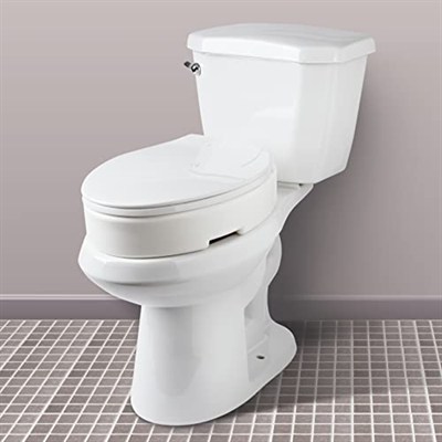 Carex Uzatılmış menteşeli klozet kapağı yükselticisi, tuvalete 8 cm yükseklik ekler, 136 kg ağırlık kapasitesi, yükseltilmiş klozet kapağı