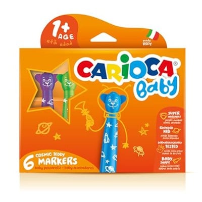 Carioca Teddy Jumbo Bebek Süper Yıkanabilir Keçeli Boya Kalemi 6li +1 Yaş
