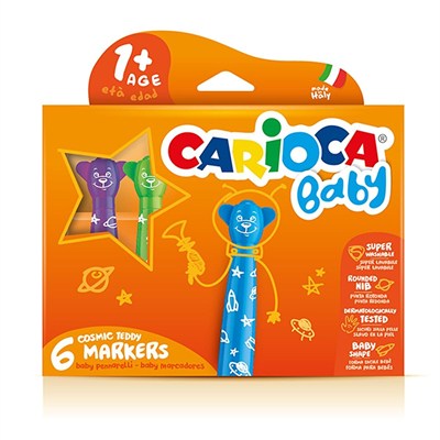 Carioca Teddy Jumbo Bebek Süper Yıkanabilir Keçeli Boya Kalemi 6li +1 Yaş
