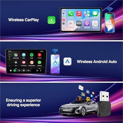 Carlinkit Kablosuz CarPlay/Android Otomatik Adaptör USB Mini Ultra Fabrika Kablolu CarPlay ve OEM Kablolu Android Otomatik, Tak ve Çalıştır Kablosuz CarPlay/Android Otomatik Dongle iOS 10 ve Android