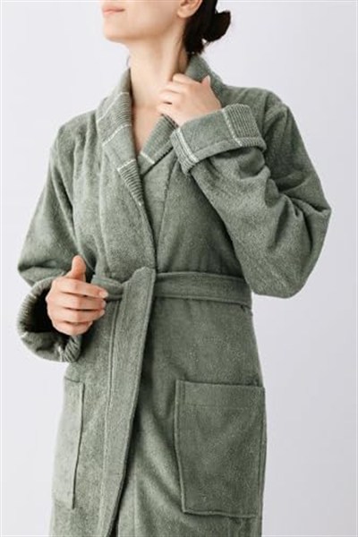 Carmine Robe Olive - Ekstra Yumusak, Modern ve Ozel Tasarim%100 Pamuk unisex SALYAKA Bornoz