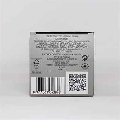 Carolina Herrera 212 Men EDT 100 ml Erkek Parfüm 1 Paket (1 x 100 ml)