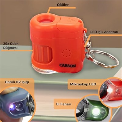 Carson MM-280O MicroMini™ Cep Mikroskobu Anahtarlık, Turuncu