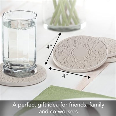 Casa Bruno Embossed Victorian Lace – içecekler altlık aus Kumtaşı – 4lü Hediye Paketi