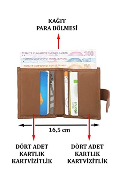 Case Club Deri Kartlık Cüzdan Ehliyet Kimlik ve Kağıt Para Bölmeli -Taba