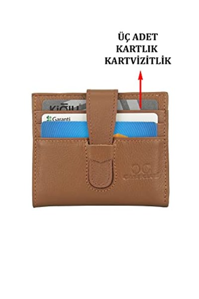 Case Club Deri Kartlık Cüzdan Ehliyet Kimlik ve Kağıt Para Bölmeli -Taba