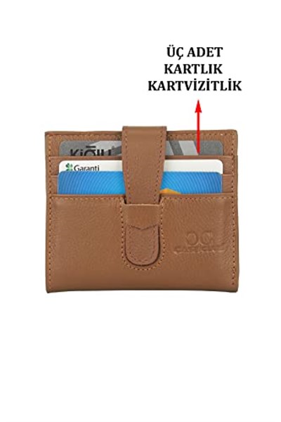Case Club Deri Kartlık Cüzdan Ehliyet Kimlik ve Kağıt Para Bölmeli -Taba
