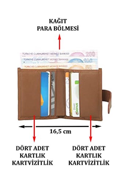 Case Club Deri Kartlık Cüzdan Ehliyet Kimlik ve Kağıt Para Bölmeli -Taba