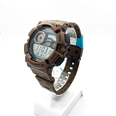 Casio Erkekler İzle Çok Fonksiyonlu Dijital Şeffaf Kadran Reçine Bant WS-1500H-5AVDF., kahverengi, kayış