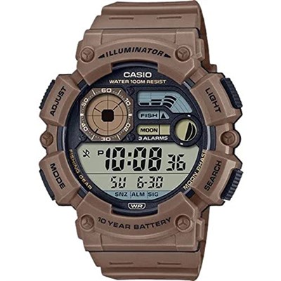 Casio Erkekler İzle Çok Fonksiyonlu Dijital Şeffaf Kadran Reçine Bant WS-1500H-5AVDF., kahverengi, kayış