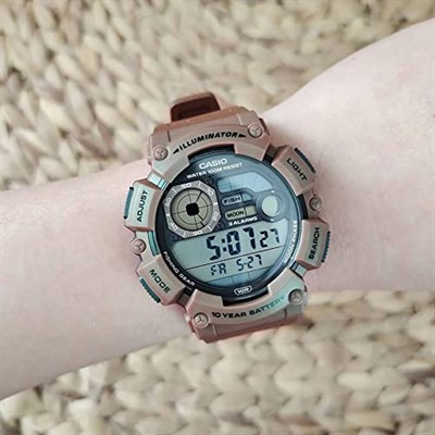 Casio Erkekler İzle Çok Fonksiyonlu Dijital Şeffaf Kadran Reçine Bant WS-1500H-5AVDF., kahverengi, kayış