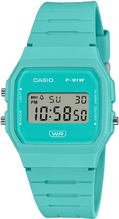 Casio F-91WB Serisi | Erkek Dijital Saat | Çevre Dostu Biyo-Bazlı Reçine | Alarm | Tarih Göstergesi | 7 Yıllık Pil, Mavi