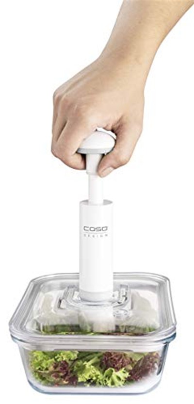 Caso 1197 VacuBoxx E-Set Vakum Kabı, 4 Adet, Vakumlu El Pompası Ve Adaptör Dahil, BPA İçermez