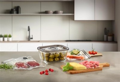 CASO VacuBoxx Eco M vakumlu taze saklama kabı, 800 ml hacim, basınca duyarlı ve sıvı gıdalar için, BPA içermez, fırına dayanıklı, bulaşık makinesinde yıkanabilir, dondurucuya uygun