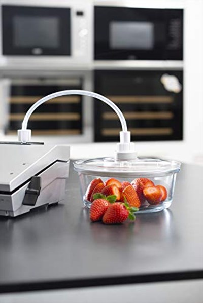 CASO VacuBoxx R-Set – 4 – borosilikat camdan son derece sağlam yuvarlak vakum kabı, BPA içermez, ısıya dayanıklı, bulaşık makinesinde yıkanabilir, dondurucuya uygun, tatsız, tam tarih ayarı