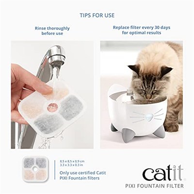 Catit 43722 Pixi yedek filtre, Catit Pixi su çeşmesi için içme çeşmesi filtresi, 6lı paket