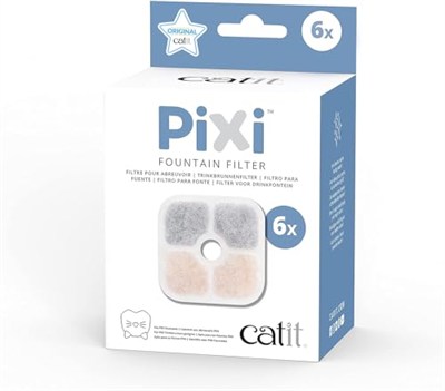 Catit 43722 Pixi yedek filtre, Catit Pixi su çeşmesi için içme çeşmesi filtresi, 6lı paket