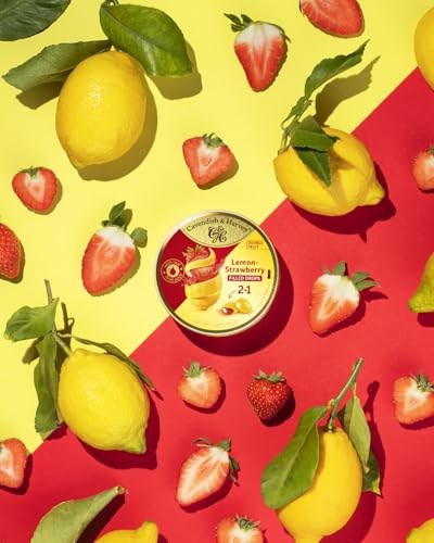 Cavendish & Harvey Double Fruit Drops Çilek Dolgulu Limon: Sıvı çilek dolgulu limon damlaları (1 x 175g)