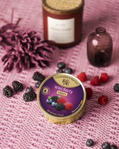 Cavendish & Harvey Wild Berry Drops Böğürtlen Aromalı Bonbonlar 175 g Metal Kutuda