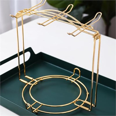 Çay Bardakları Tutacağı,Altın Metal Kahve Fincanı Çay Bardakları Rafı,Kahve Kupası Kaşık ve Saucers için Katlanabilir Organizatör