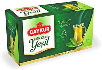 Çaykur Yeşilçay Süzme Poşet Sade 40 gr x 12 2li paket