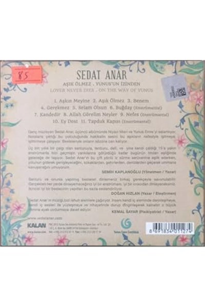 Cd Sedat Anar Aşık Ölmez Yunusun Izinden Cd