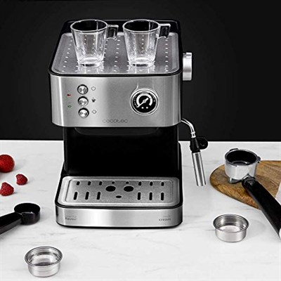 Cecotec Cumbia Power Espresso 20 Barista Aromax kahve makinesi. Güç 2900 W, 2 ısıtma sistemi, 20 bar basınç pompası, manometre, çift çıkış filtresi tutucu ve 2 filtre (profesyonel)