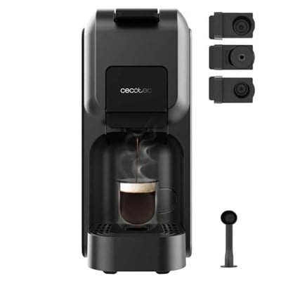 Cecotec Kapsül Kahve Makinesi Freestyle Kompakt Siyah. 1350W, Termoblok Isıtma, 20 Bar Forcearoma Teknolojisi, 4ü 1 Arada Espresso Makinesi. Çekilmiş Kahve, Dolce Gusto, Nespresso ve K-Fee için