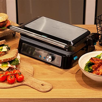 Cecotec Rockn Grill 1500 Take&Clean Stone Elektrikli Kontak Izgarası, 1500 W, RockStone Kaplama, Çıkarılabilir ve Bulaşık Makinesinde Yıkanabilir, 180 Derece Açıklık, Yüzen Üst Plaka