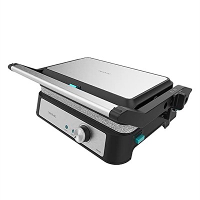 Cecotec Rockn Grill 1500 Take&Clean Stone Elektrikli Kontak Izgarası, 1500 W, RockStone Kaplama, Çıkarılabilir ve Bulaşık Makinesinde Yıkanabilir, 180 Derece Açıklık, Yüzen Üst Plaka