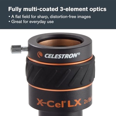 Celestron 93529 X-Cel LX 2X Barlow Lens, 3.18 cm, Siyah