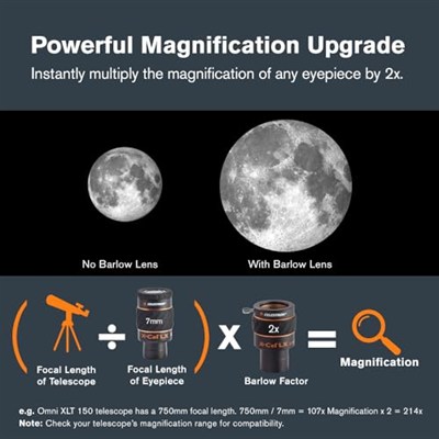 Celestron 93529 X-Cel LX 2X Barlow Lens, 3.18 cm, Siyah