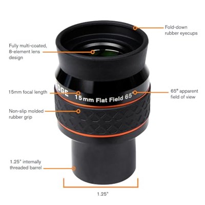 Celestron Ultima Edge - 15 mm Düz Alan Mercek - 1,25 inç - Seçenekler: Ultima Edge Eyepiece - 1.25